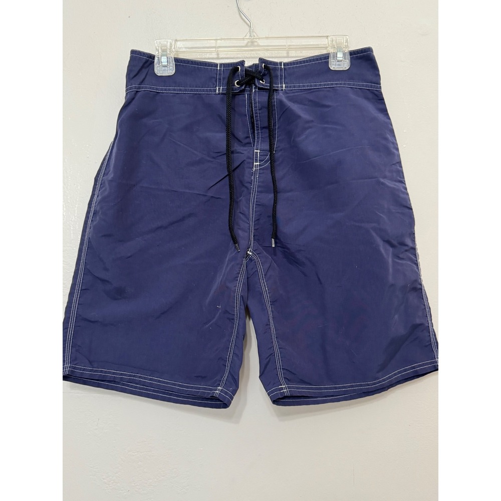 Burnside Mens Navy Blue Board Shorts Swim Trunks Size 32 Contrast Stitching